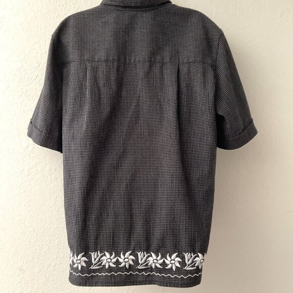 NEW ALLISON DALEY BLACK WHITE CHECKED BUTTON UP SHIRT PLUS - Picture 9 of 11